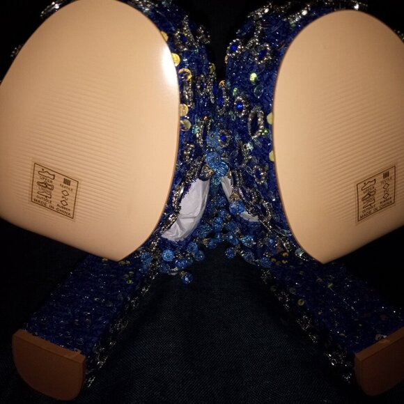 AZALEA WANG " DANGLING DYNASTY " BLUE EMBELLISHED PLATFORM HEEL( BRAND NEW! !!!! - Picture 7 of 8